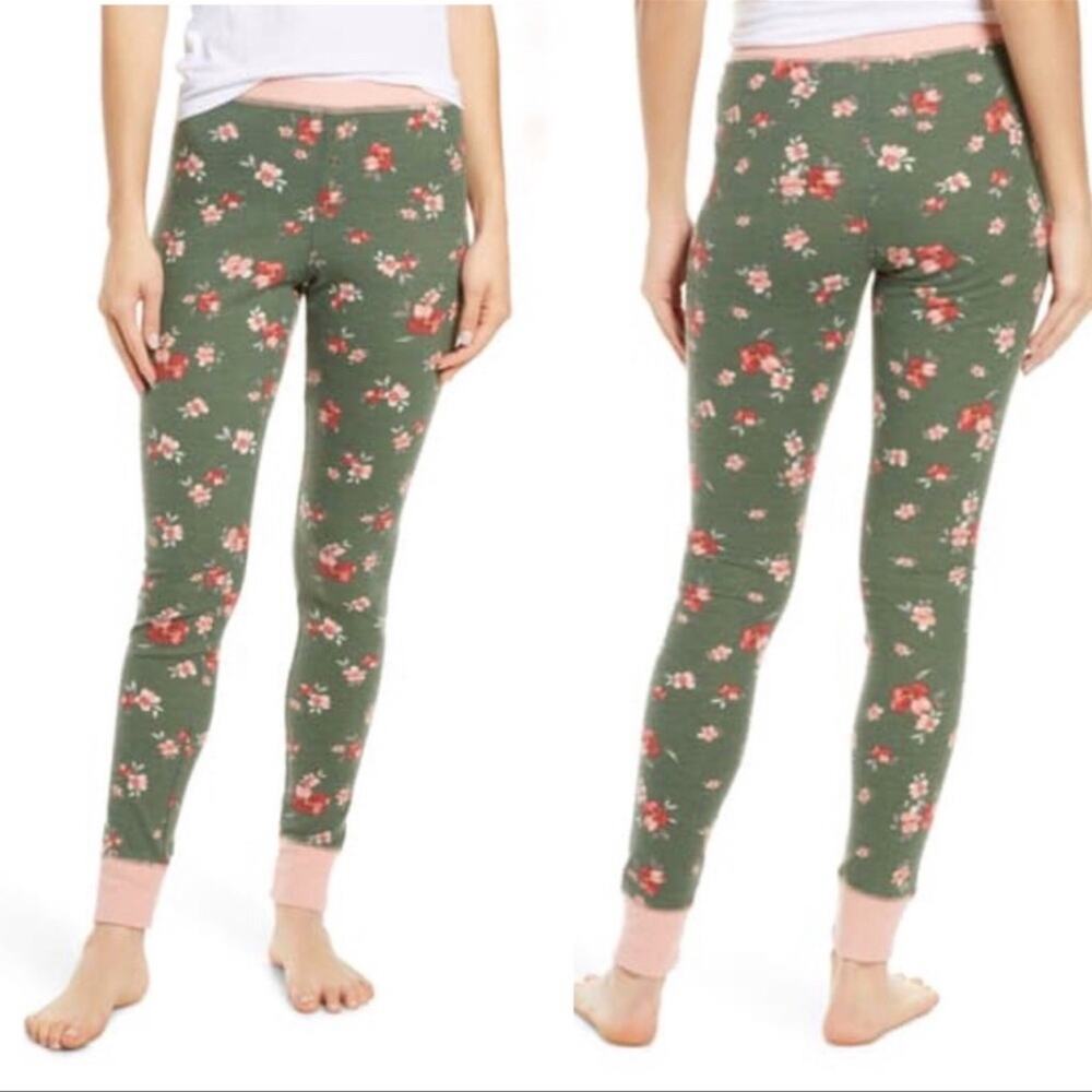 NORDSTROM BP Women's Pink Green Floral Thermal Pajama Pants